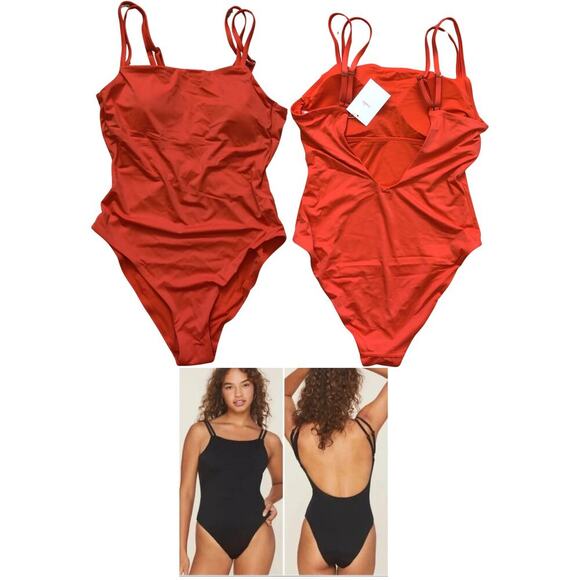 Andie One Piece Swimsuit Rokaway Sire Orange Square Neck Sz M Swimwear - Picture 2 of 4